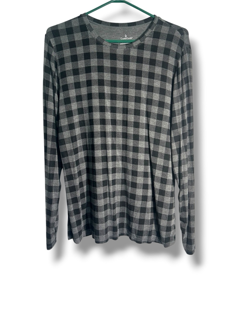 Cuddl Duds Gray & Black Plaid Long Sleeve Top 1X